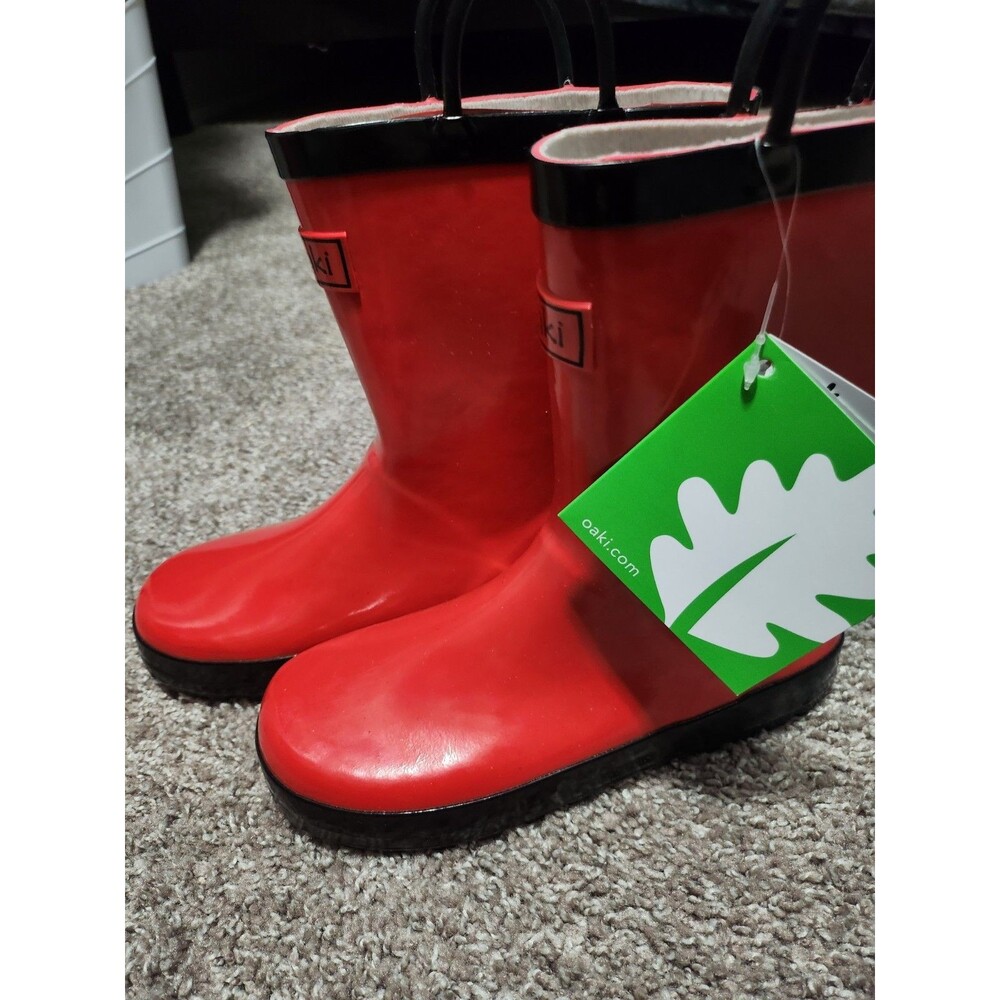 NEW Oaki Rain Rubber Boots For Kids Youth Loop Handles Sz 4